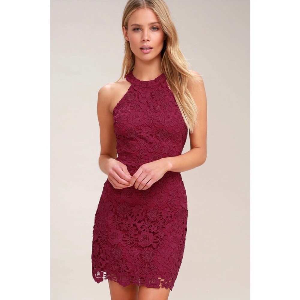 Lulu’s Love Poem Magenta Lace Dress - Small